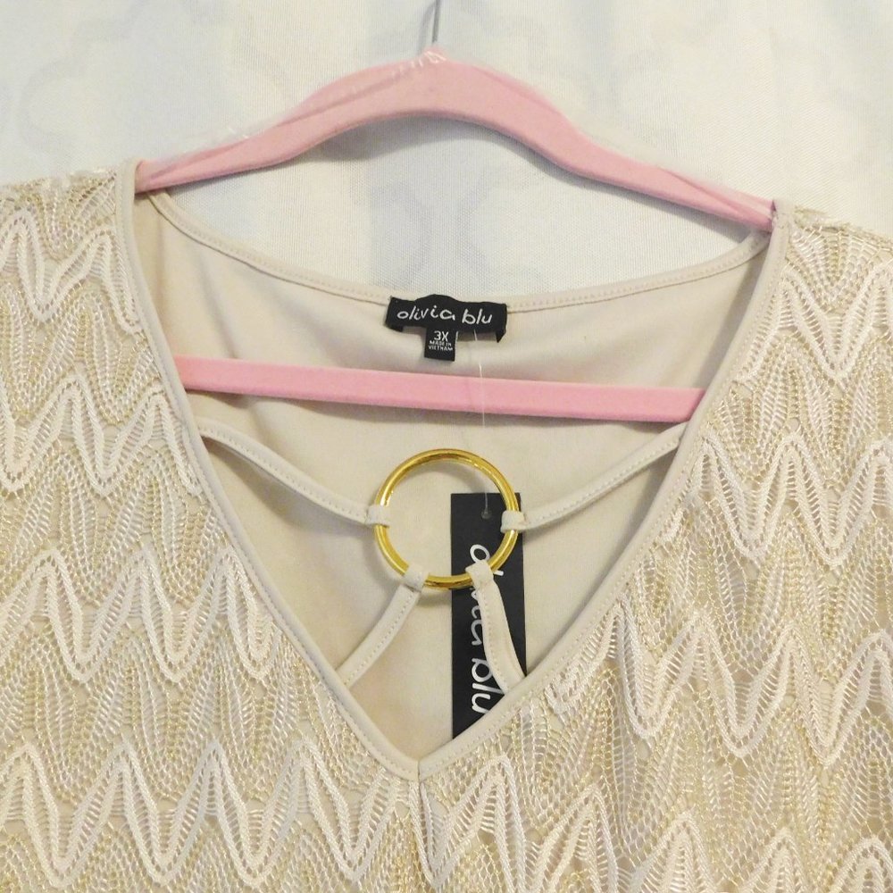 Olivia Blu - Cream Laced Poncho Laced Top - 3X (NWT) - Picture 5 of 8